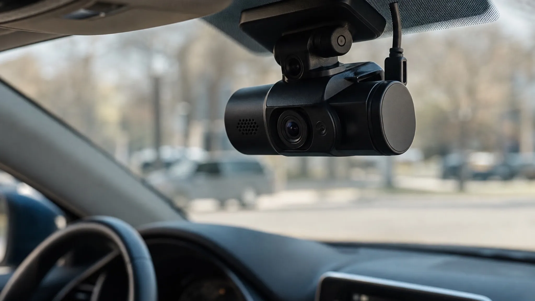 AI dashcam mounted inside a vehicle