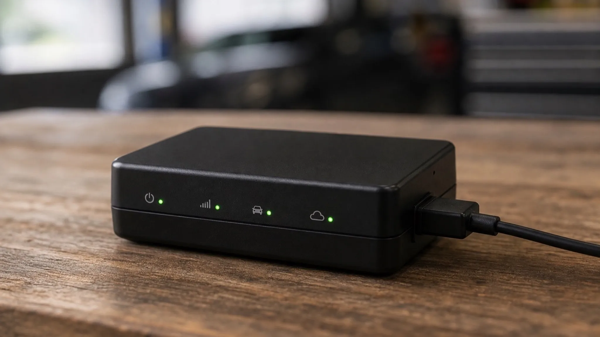 Black LTE upload device with status lights